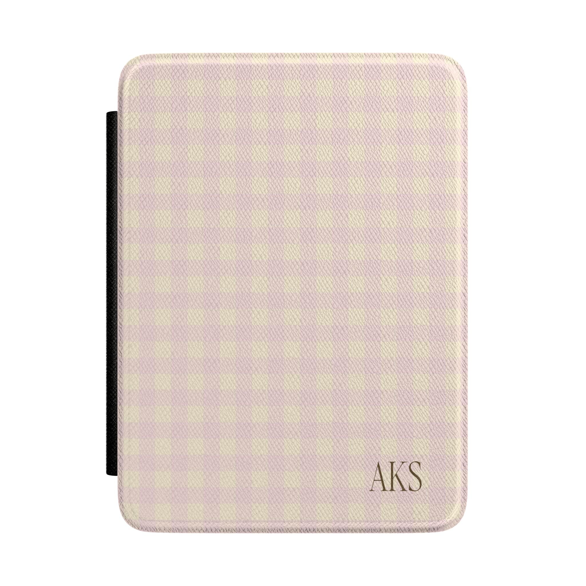 Customizable Yellow & Pink Gingham Kindle Case
