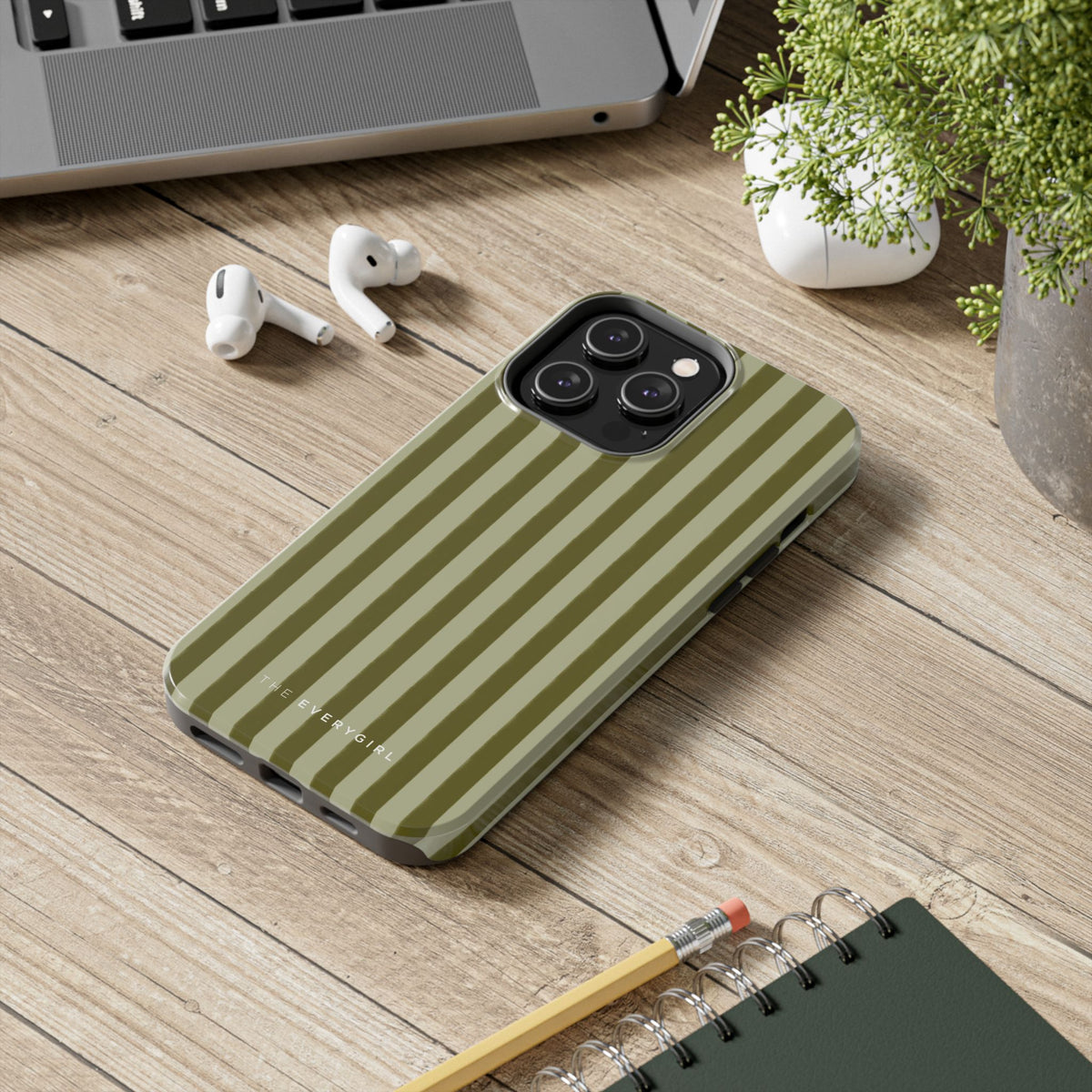 Tone on Tone Green Stripes IPhone Case