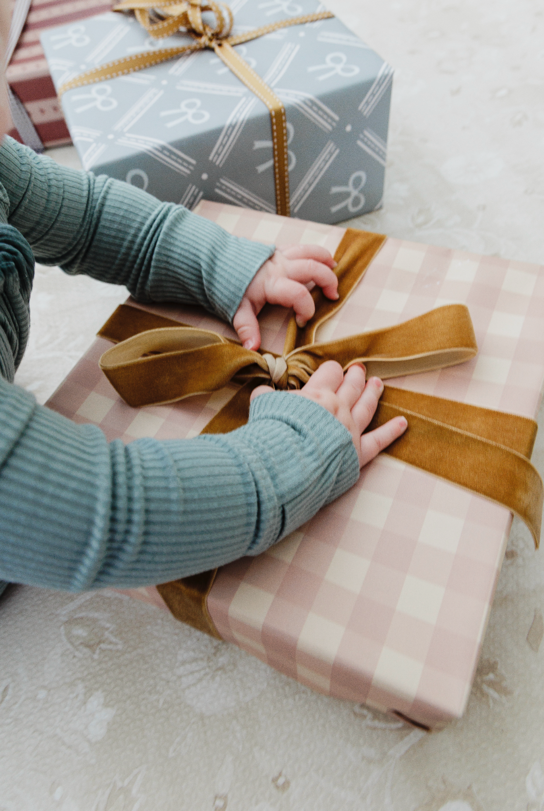 Pale Neutral Pink Gingham Gift Wrapping Paper