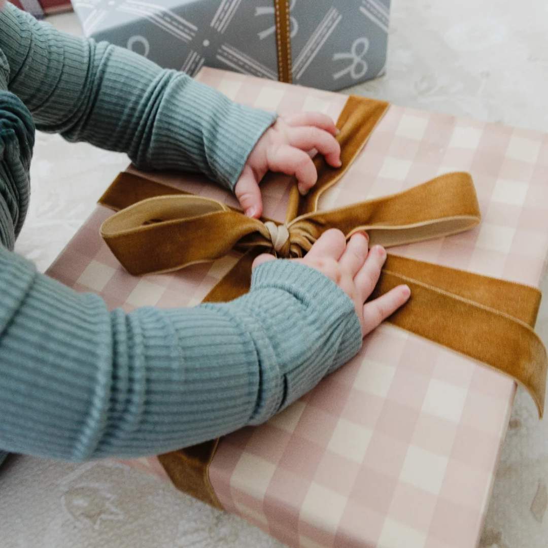 Pale Neutral Pink Gingham Gift Wrapping Paper