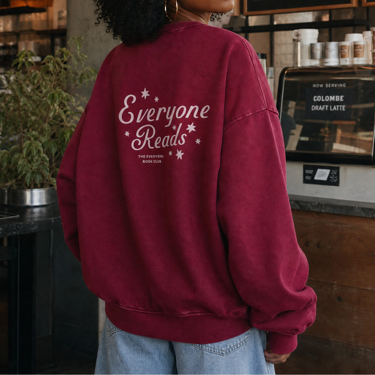Maroon "Everyone Reads" Oversized Sweatshirt