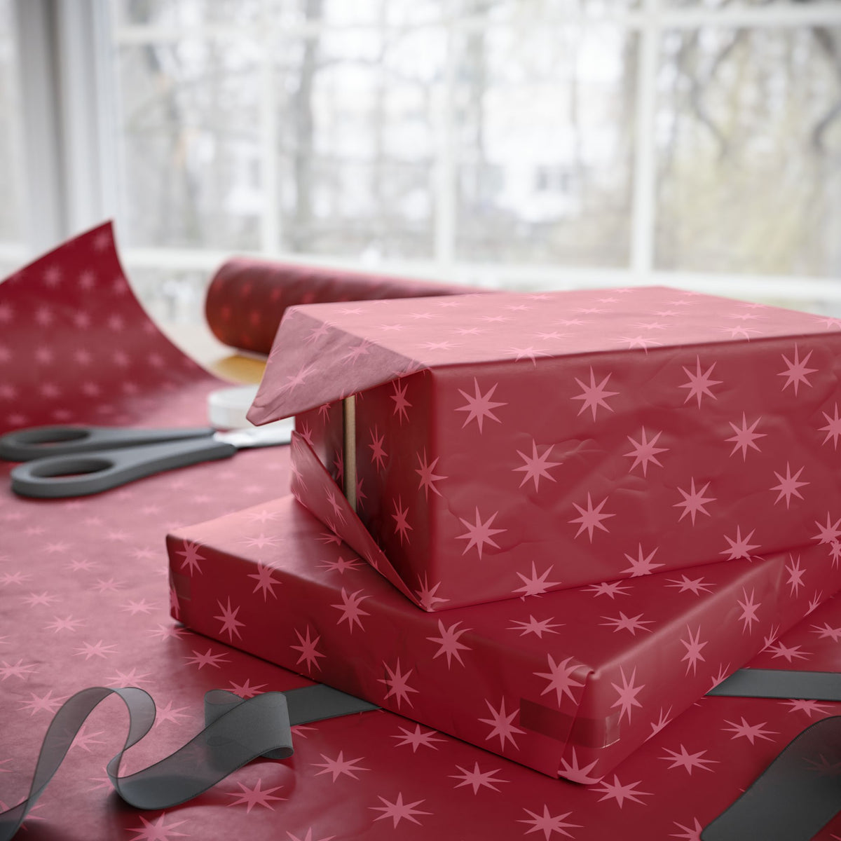 Red & Pink Stars Wrapping Paper