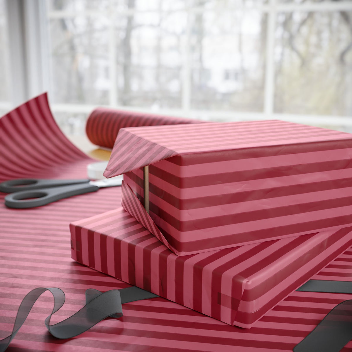 Red & Pink Stripe Wrapping Paper