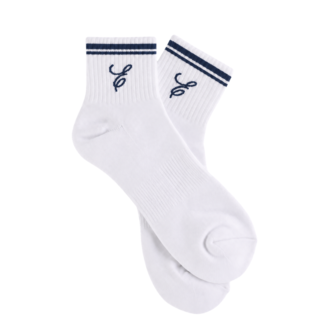 Navy E Crew Socks