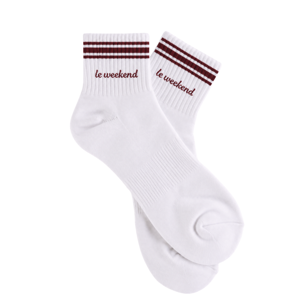 Le Weekend Burgundy Crew Socks