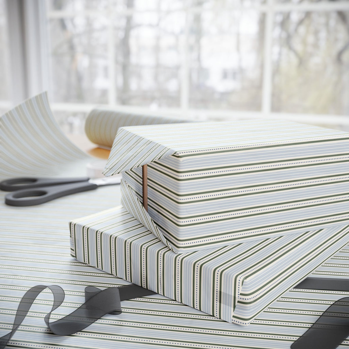 Blue & Green Stripe Wrapping Paper