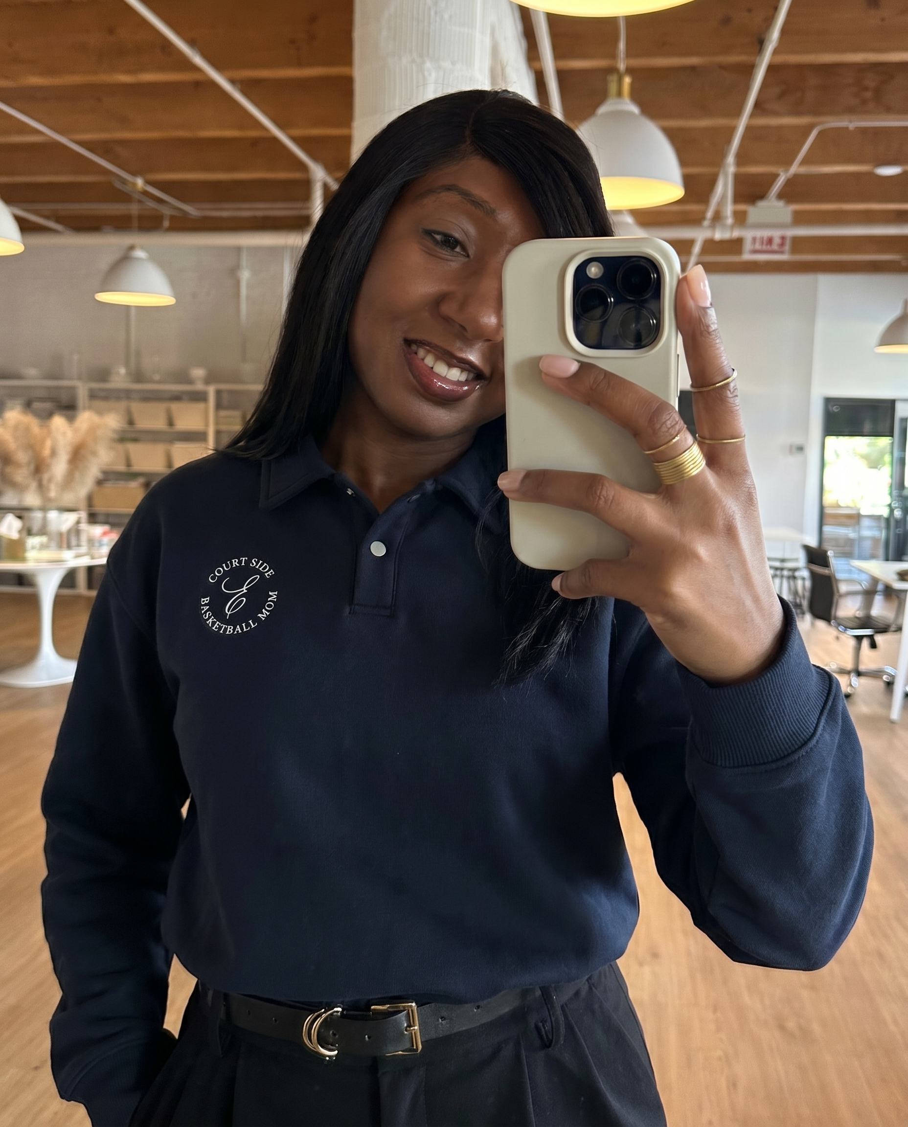Basketball Mom Navy Polo Sweatshirt