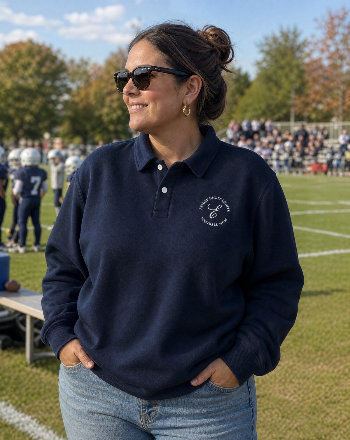 Football Mom Navy Polo Sweatshirt