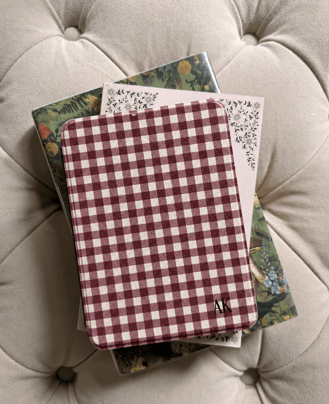 Burgundy Gingham Kindle Case
