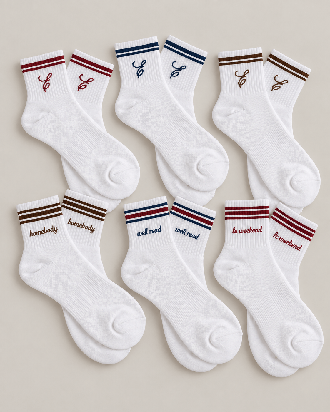 Le Weekend Burgundy Crew Socks