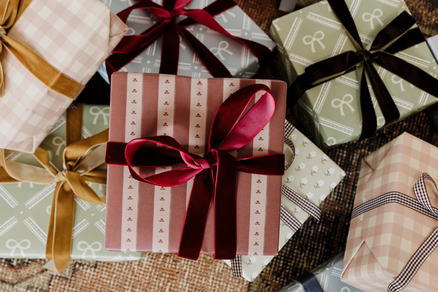 Muted Red Stripe Gift Wrapping Paper