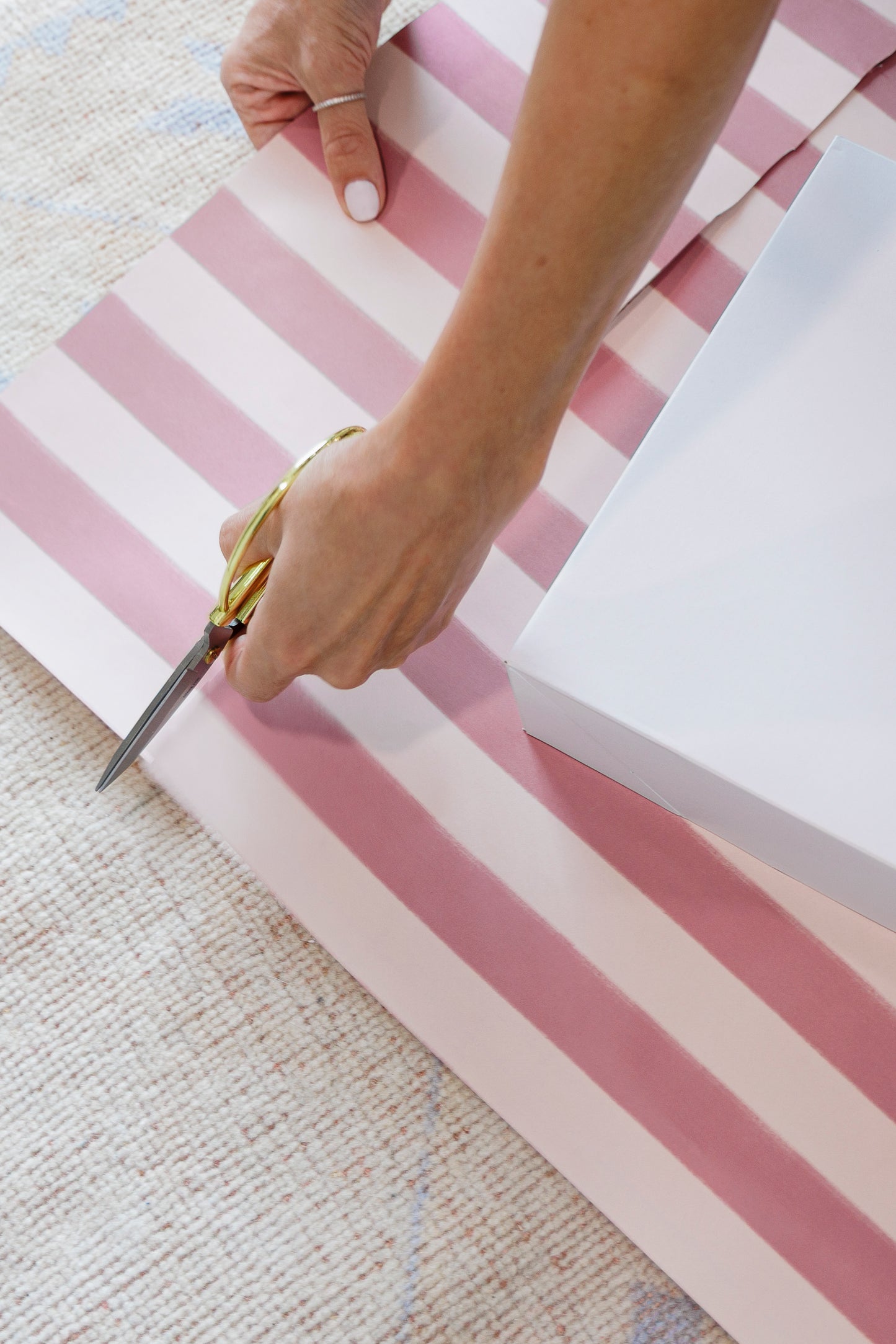 Pink Stripped Gift Wrapping Paper Roll