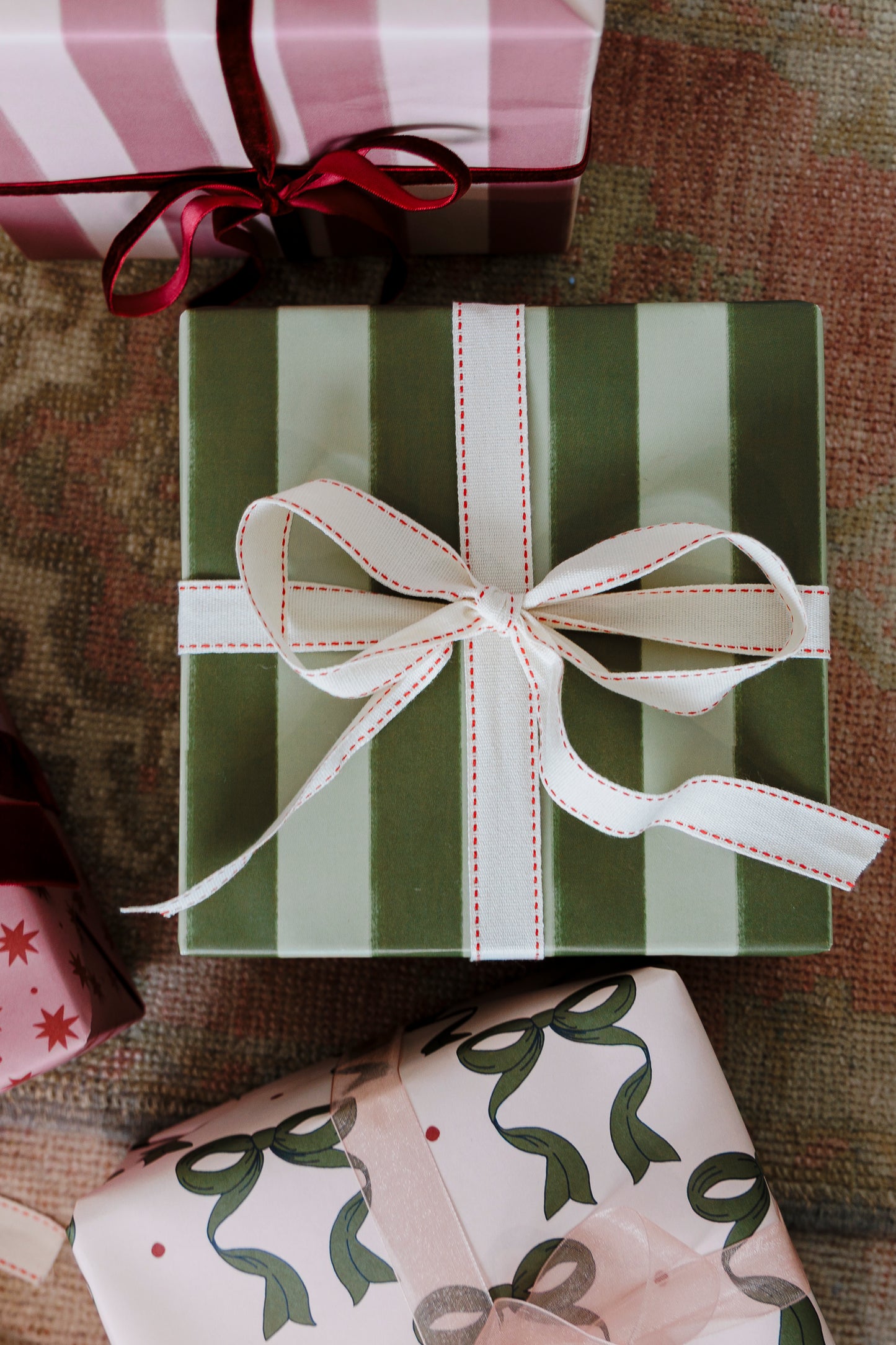 Green Stripe Gift Wrapping Paper