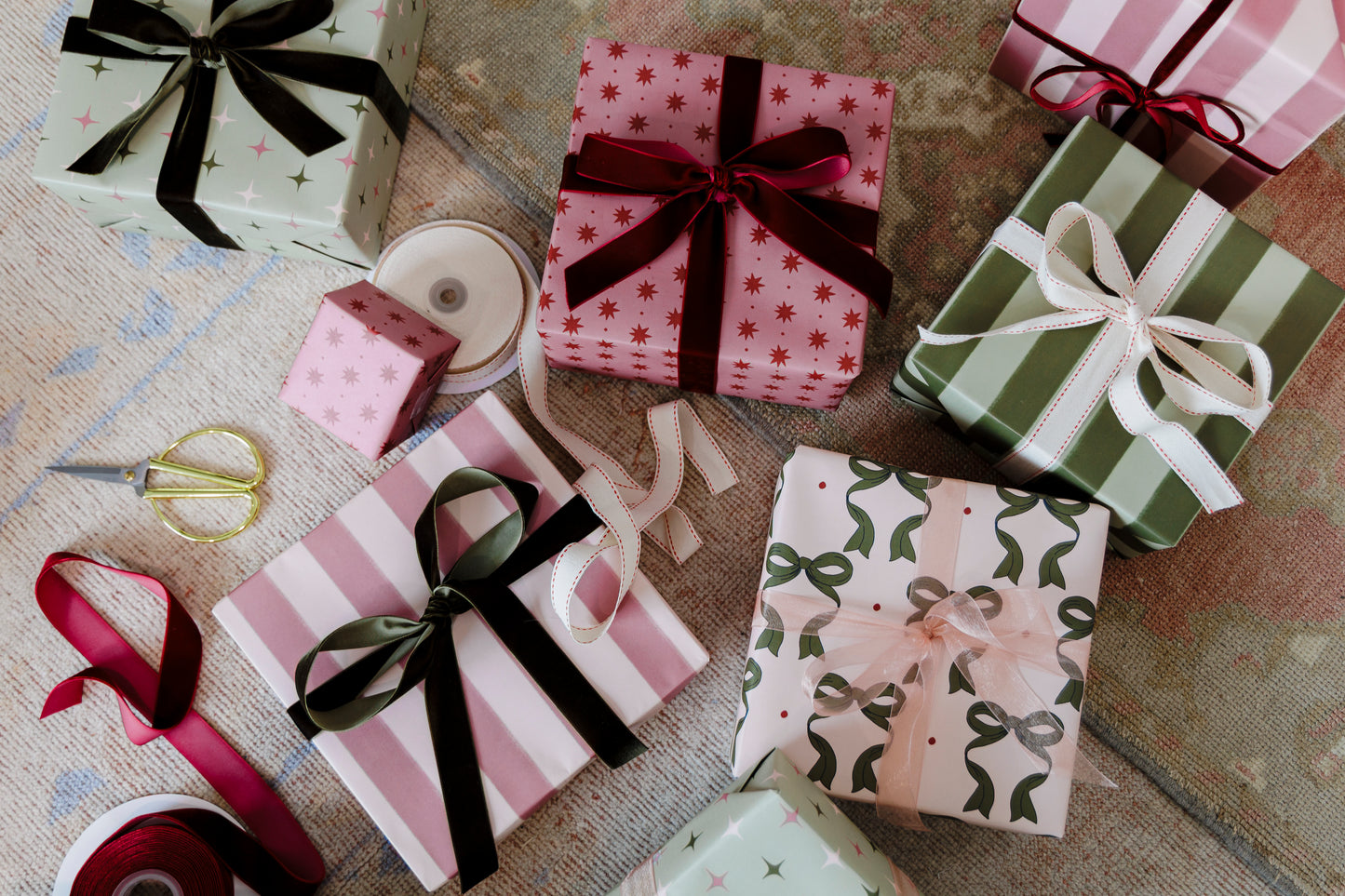 Pink Stripped Gift Wrapping Paper Roll