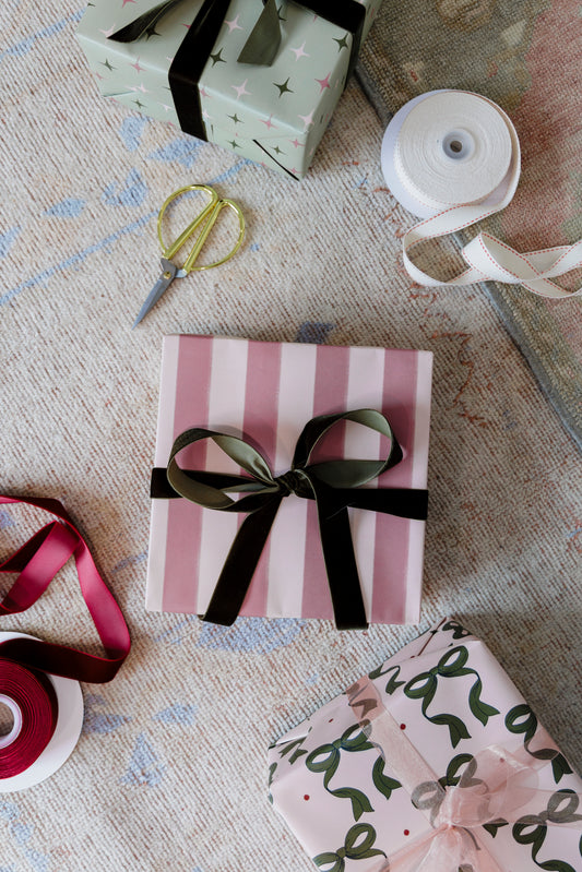 Pink Stripped Gift Wrapping Paper Roll