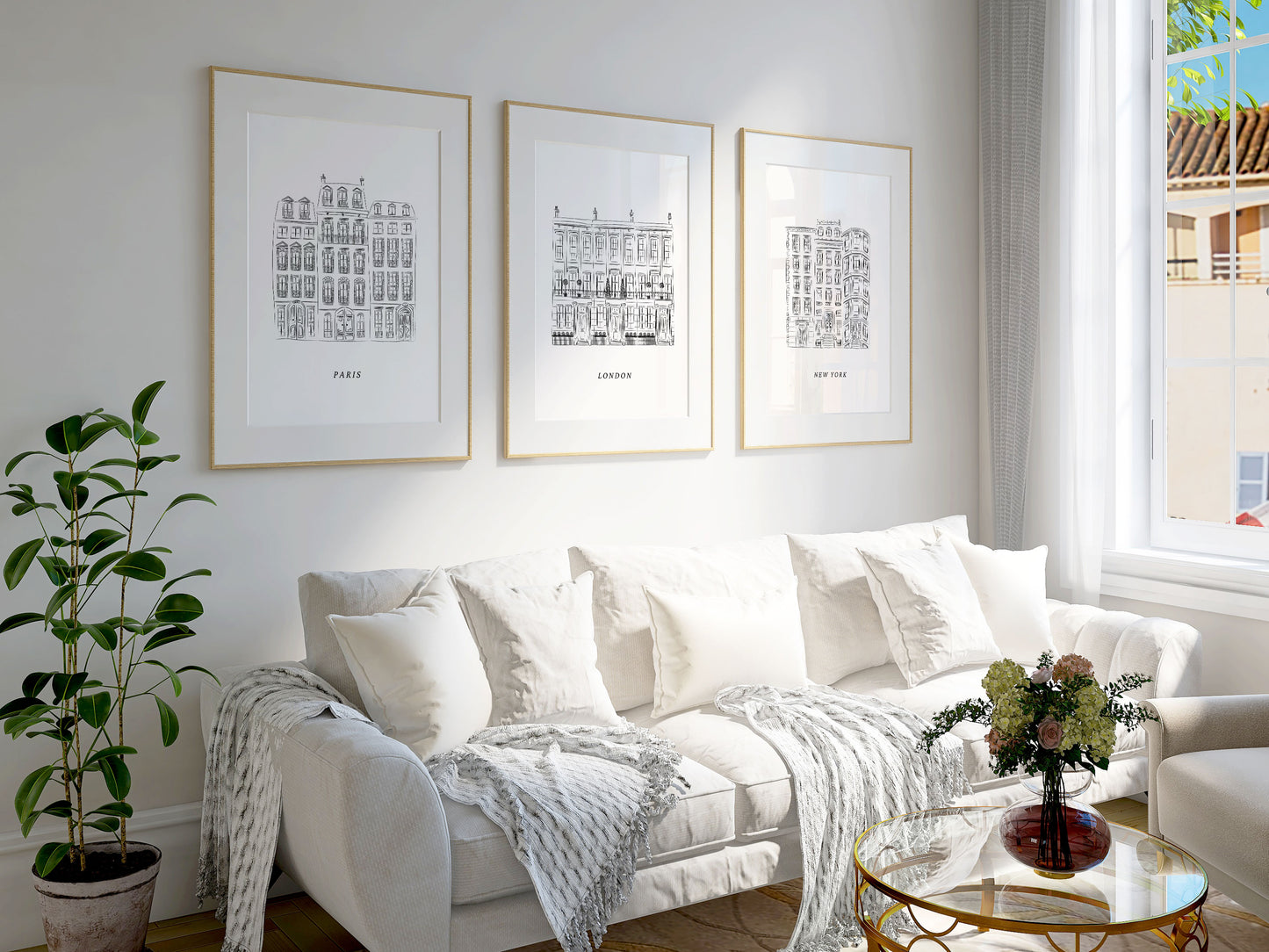 Paris, London, New York Set of Three Prints