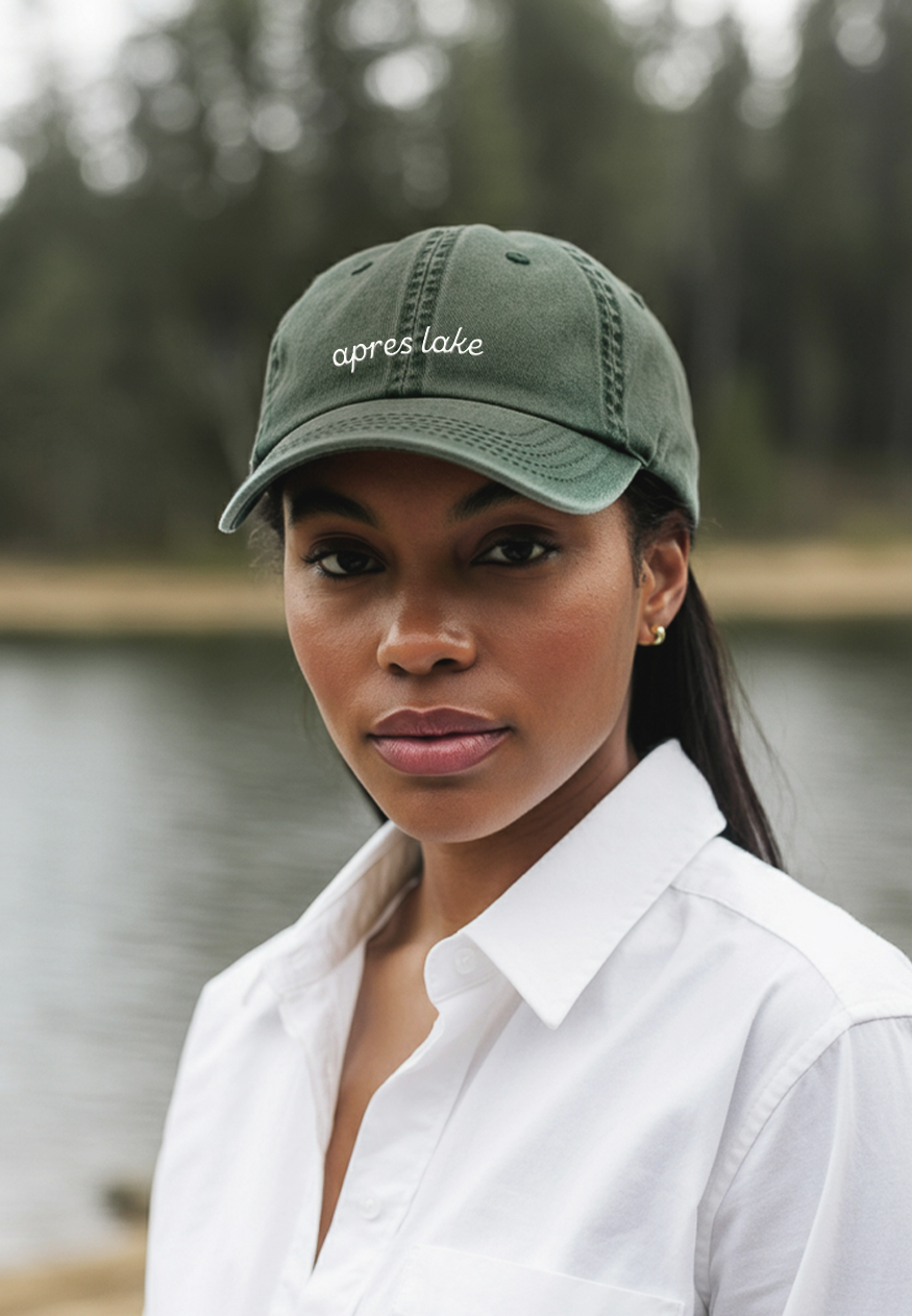 "Apres Lake" Green Washed Baseball Cap