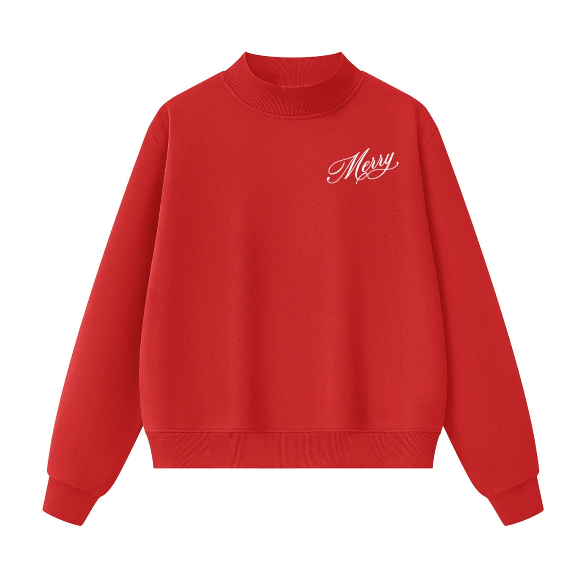 Red Merry Mock-Neck Sweatshirt