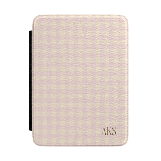 Customizable Yellow & Pink Gingham Kindle Case