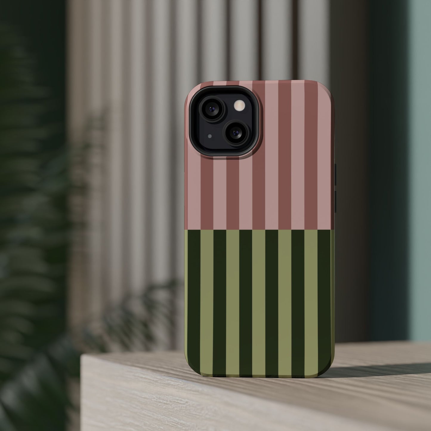 Pink & Green Stripe Phone Case