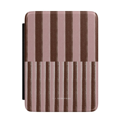 Pink and Brown Stripped Kindle Case