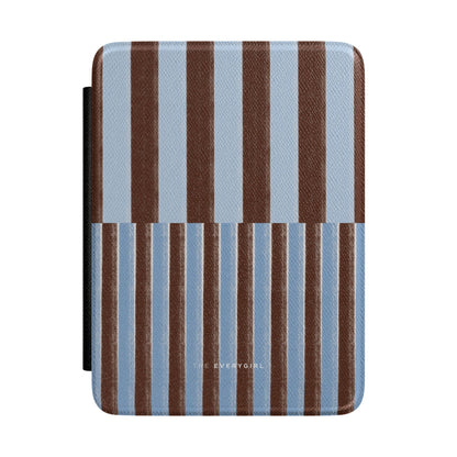 Brown and Blue Stripped Kindle Case