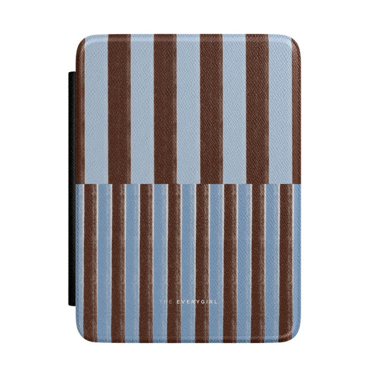 Brown and Blue Stripped Kindle Case