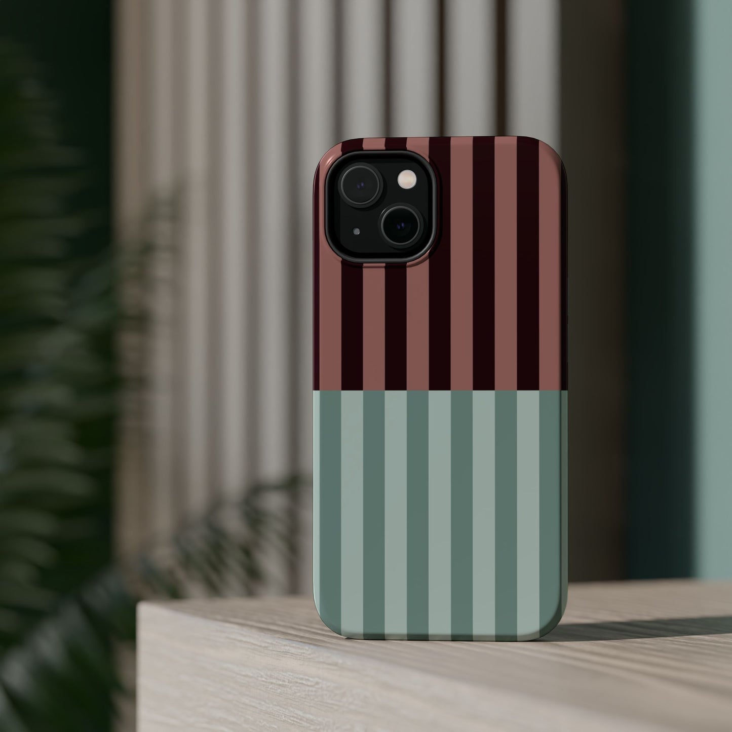 Burgundy and Blue Stripe Phone Case