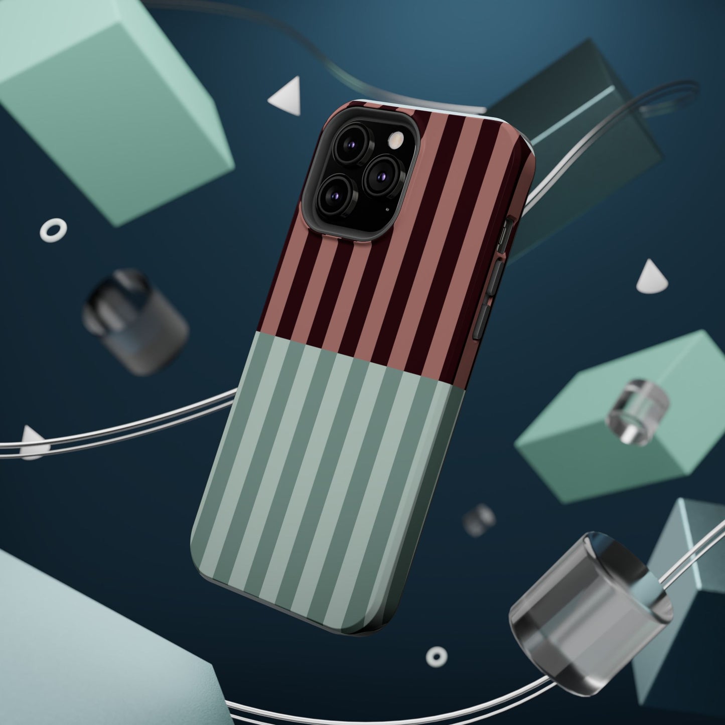 Burgundy and Blue Stripe Phone Case