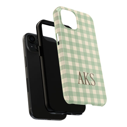 Customizable Green Gingham Phone Case