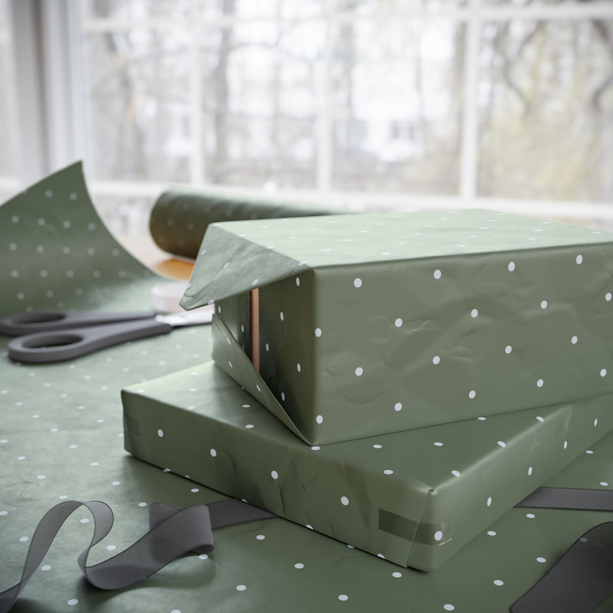 Tiny Green Dots Wrapping Paper