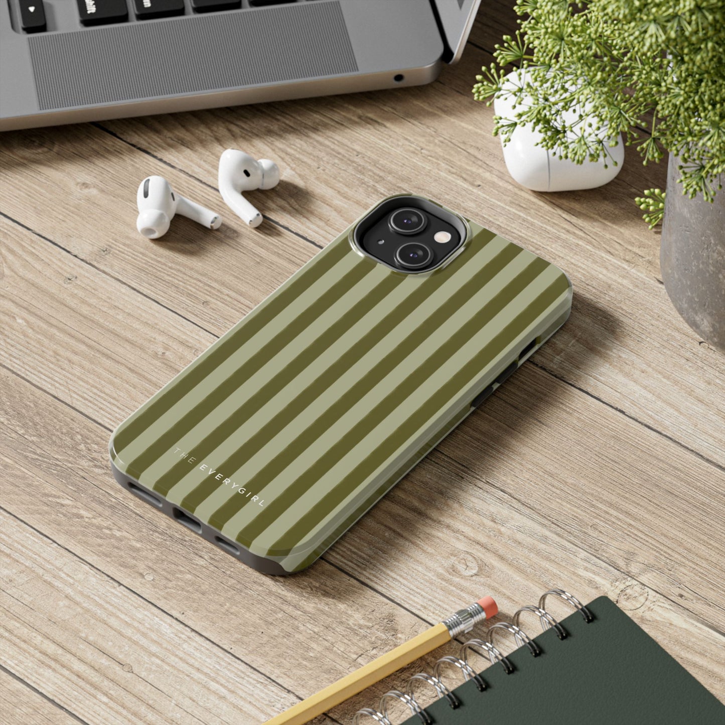 Tone on Tone Green Stripes IPhone Case