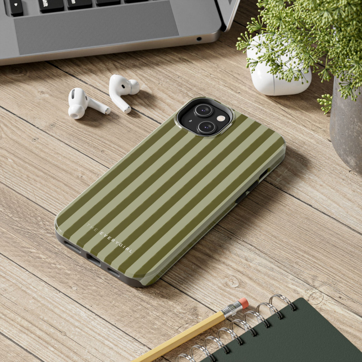Tone on Tone Green Stripes IPhone Case