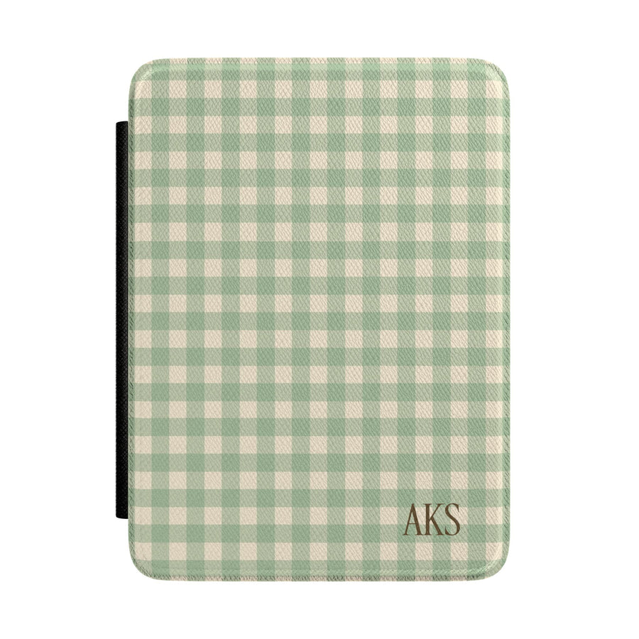 Green Gingham Kindle Case