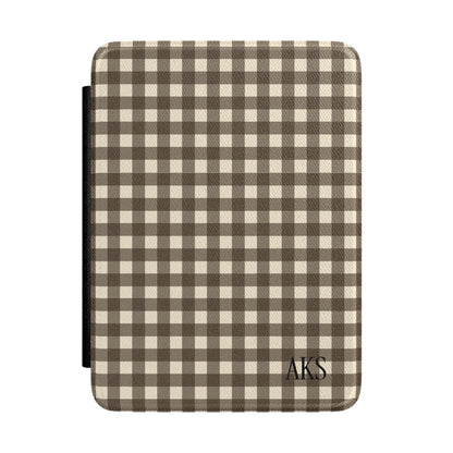 Customizable Brown Gingham Kindle Case