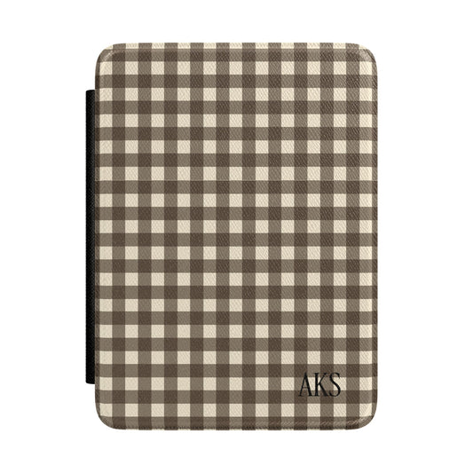 Customizable Brown Gingham Kindle Case