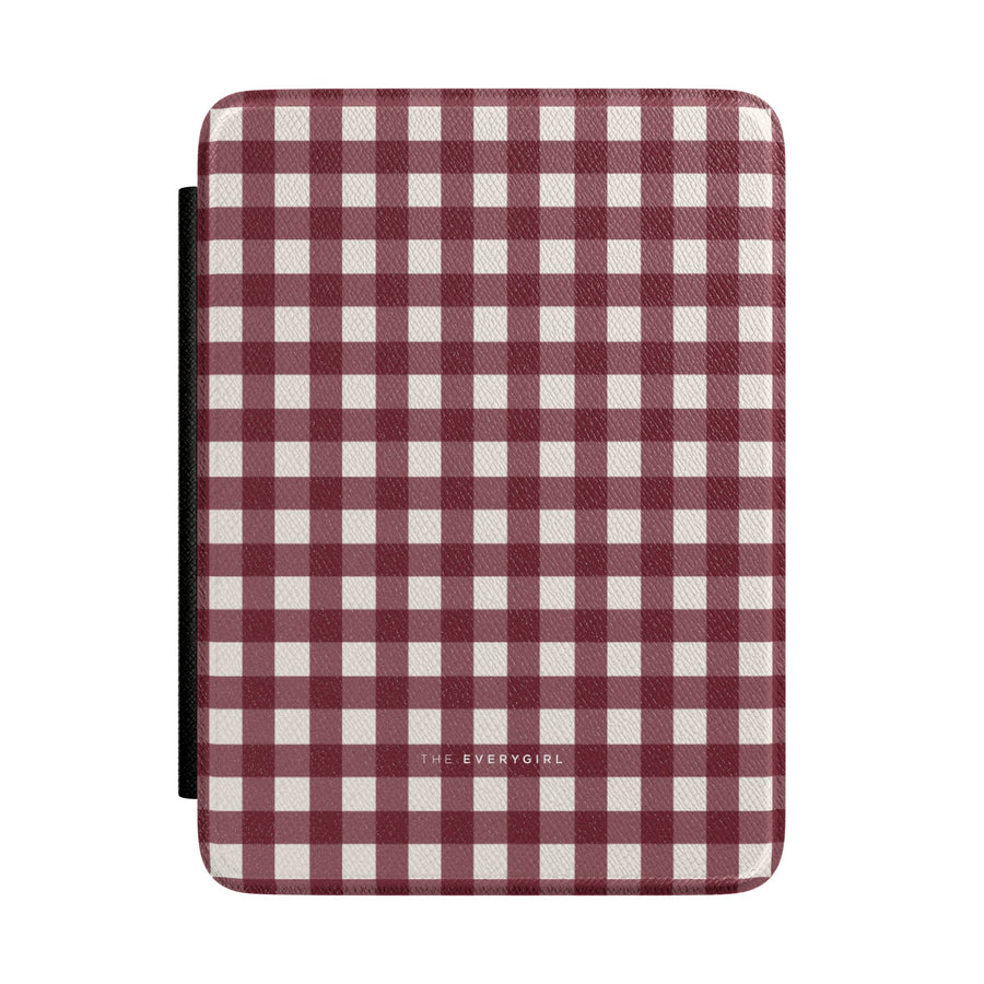 Burgundy Gingham Kindle Case