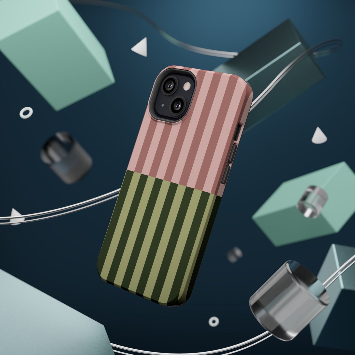 Pink & Green Stripe Phone Case