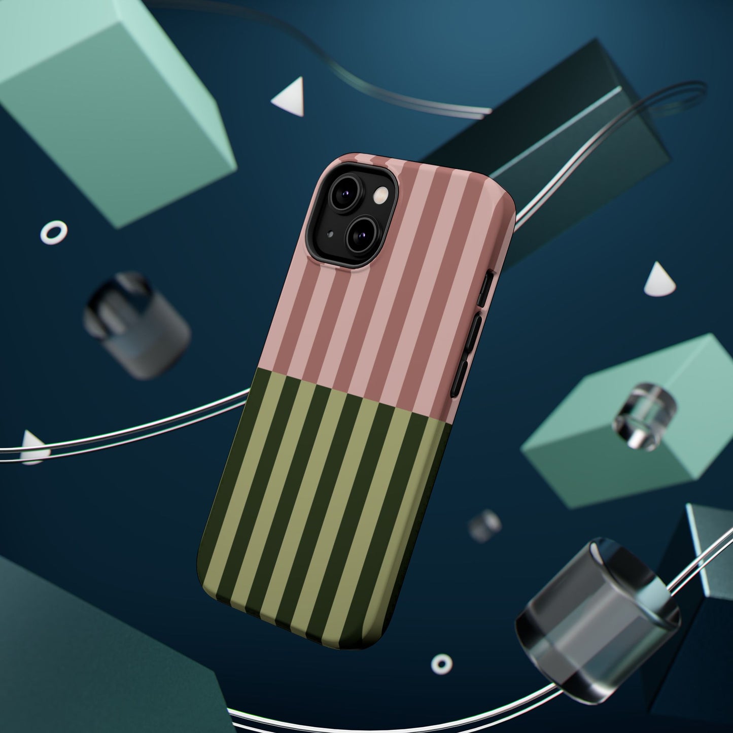 Pink & Green Stripe Phone Case