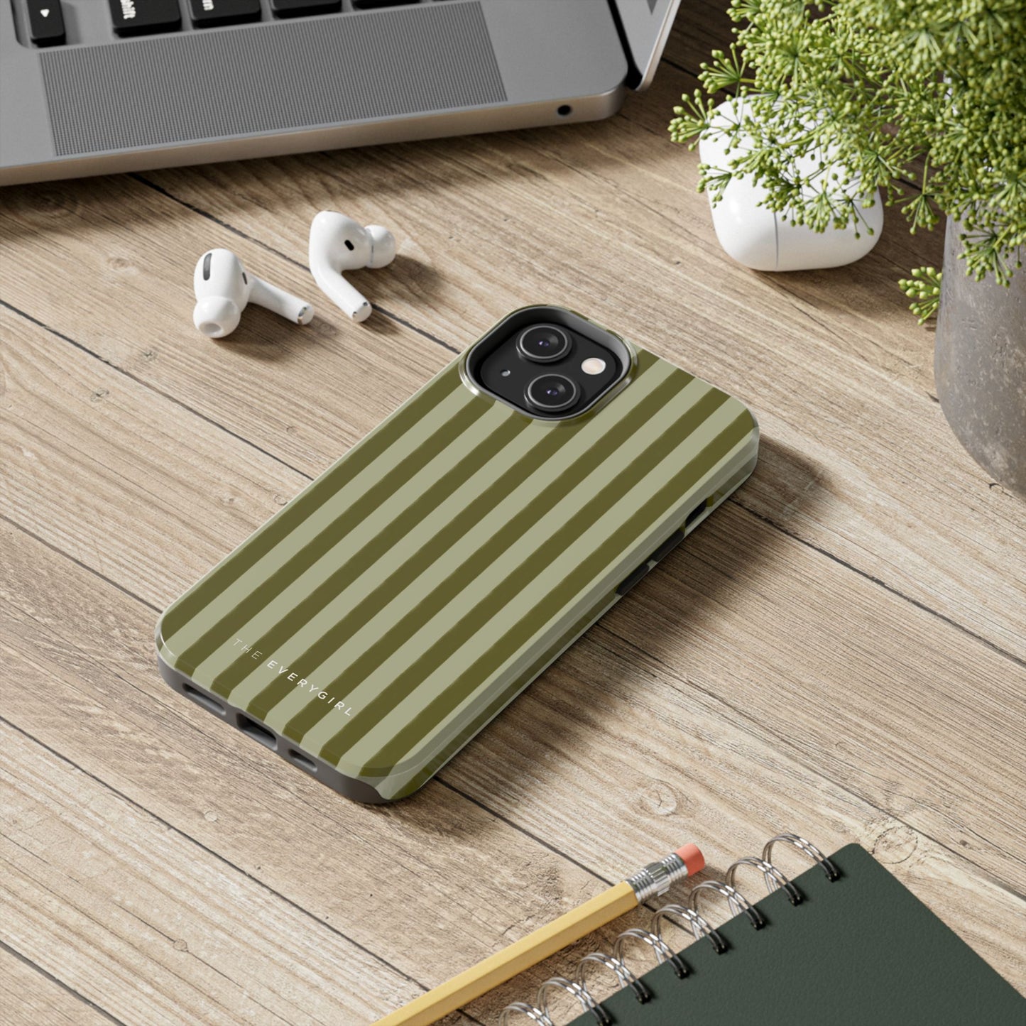 Tone on Tone Green Stripes IPhone Case
