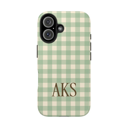 Customizable Green Gingham Phone Case