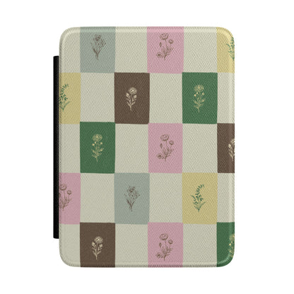 Checkered Floral Kindle Case