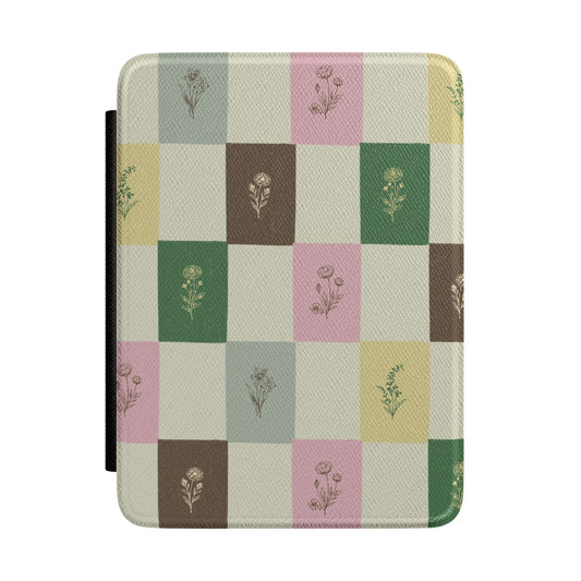 Checkered Floral Kindle Case