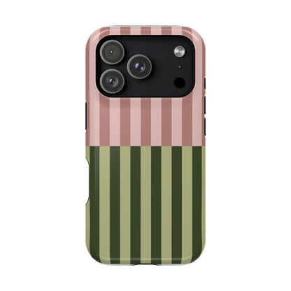 Pink & Green Stripe Phone Case