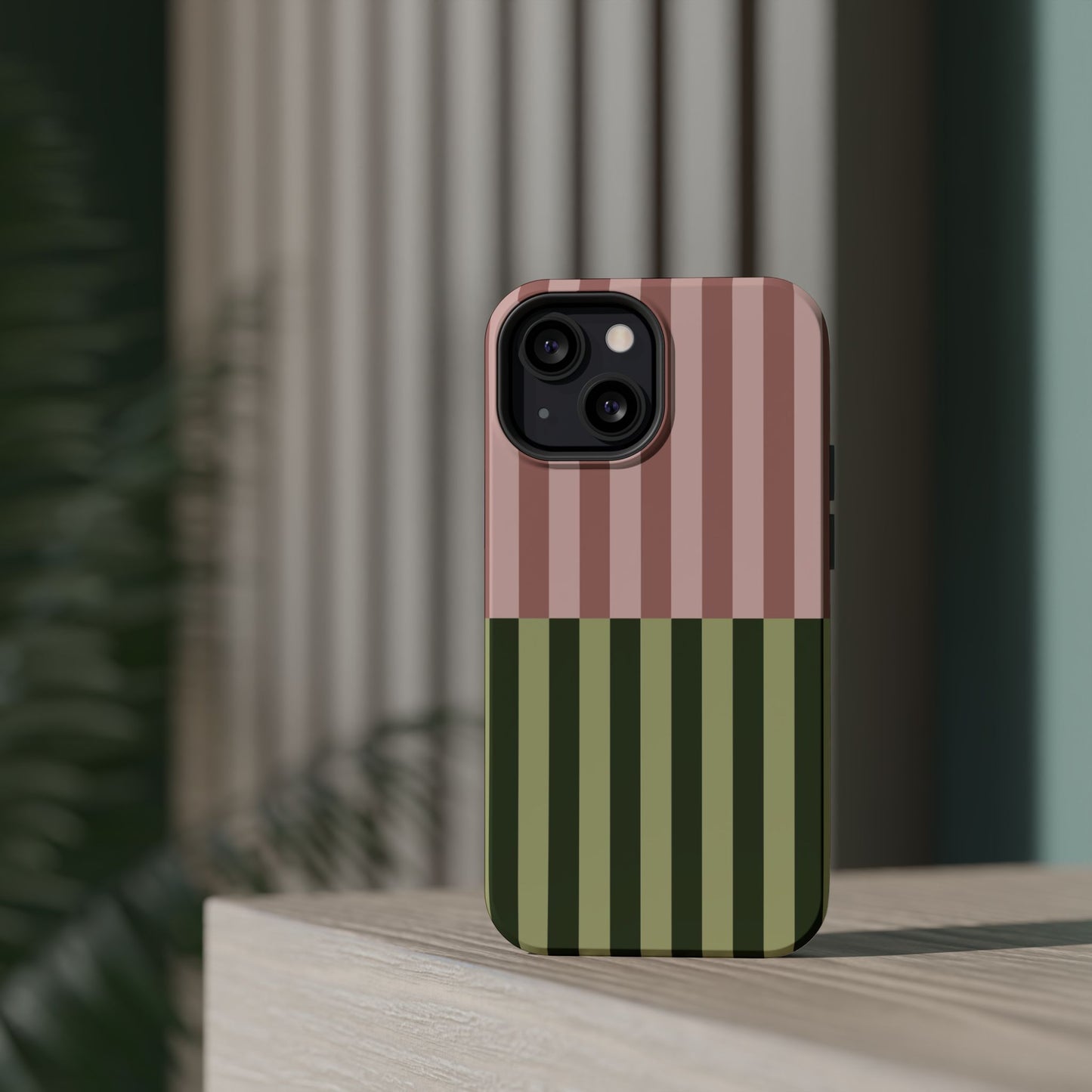 Pink & Green Stripe Phone Case