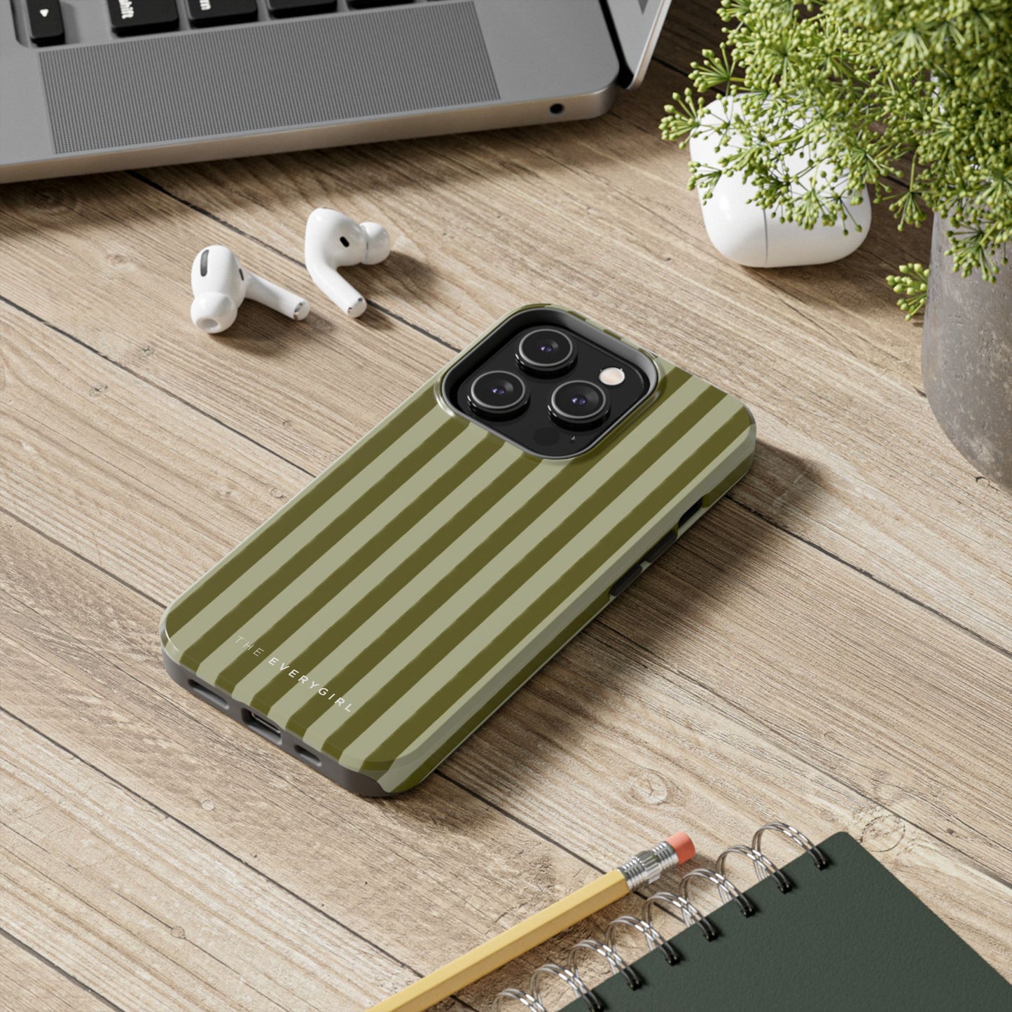 Tone on Tone Green Stripes IPhone Case