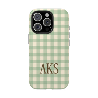 Customizable Green Gingham Phone Case