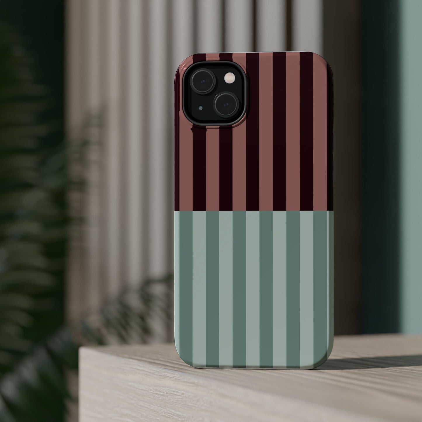 Burgundy and Blue Stripe Phone Case
