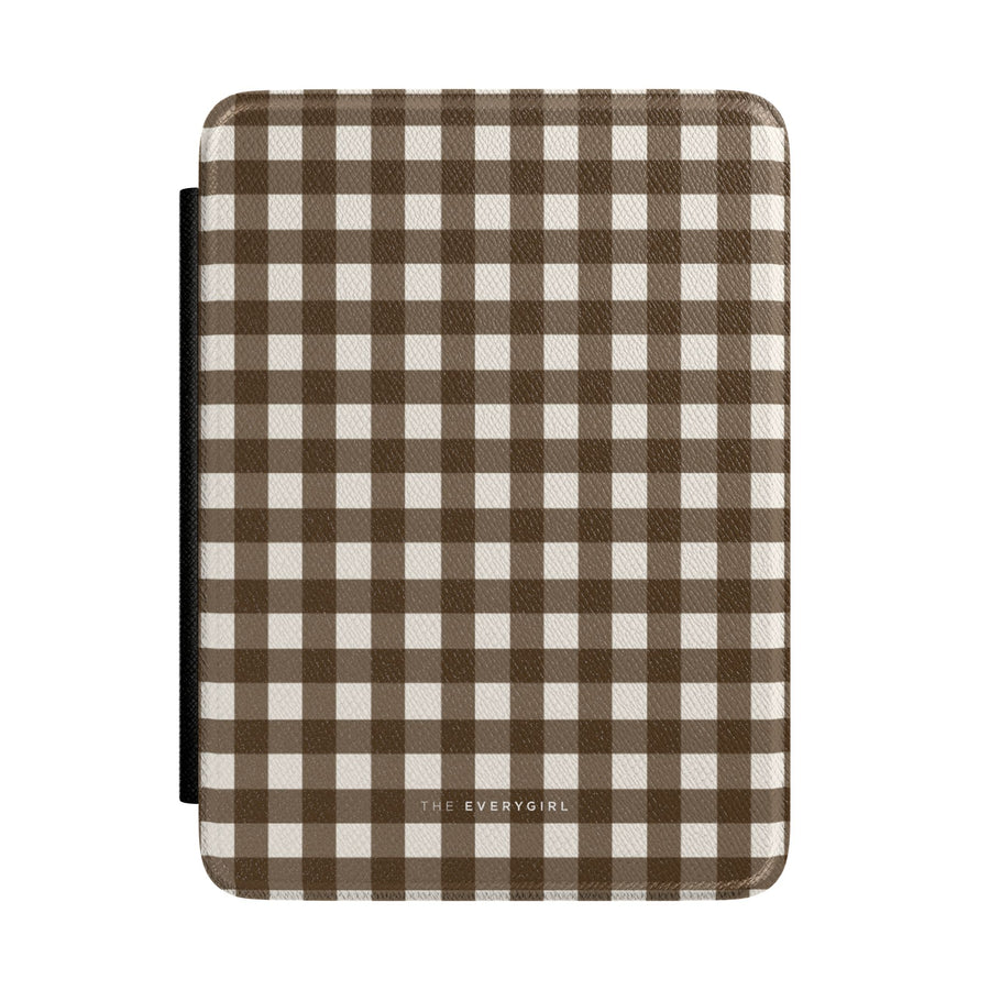 Brown Gingham Kindle Case