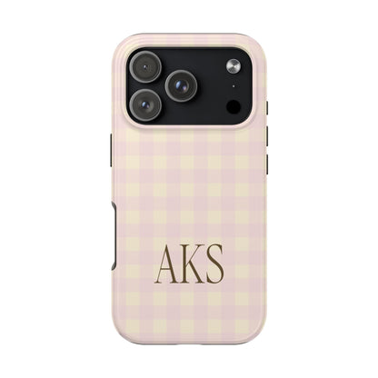 Customizable Pink & Yellow Gingham Phone Case